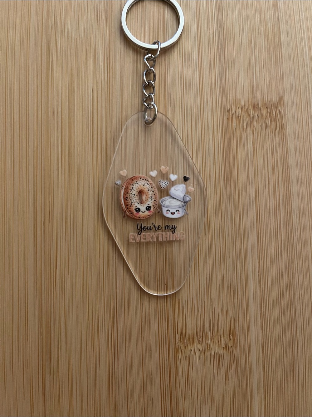 You’re my everything Keychain with Cute Bagel Design